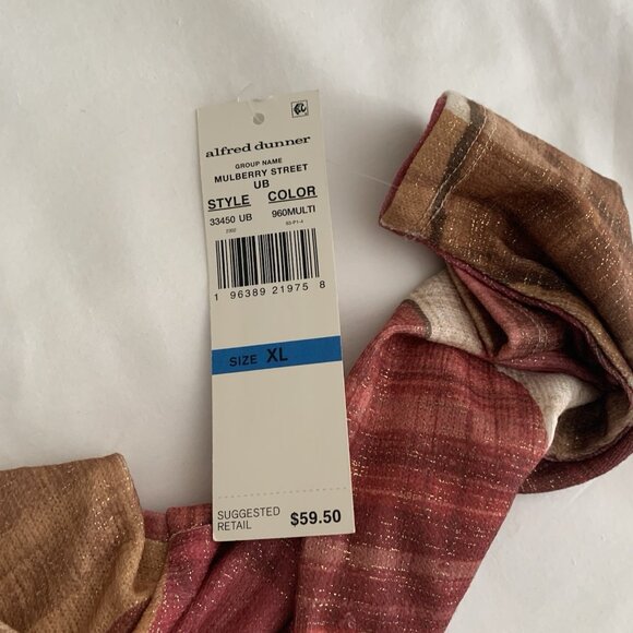 Alfred Dunner Mulberry Street 3/4 Sleeve Red Gold Multicolor Metallic XL Top NWT - Picture 10 of 11